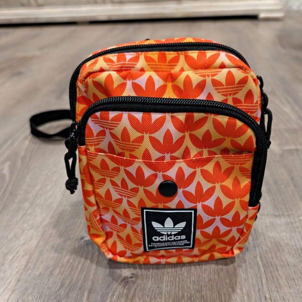Adidas Originals Monogram Trefoil Utility Festival Crossbody Bag Orange Pink